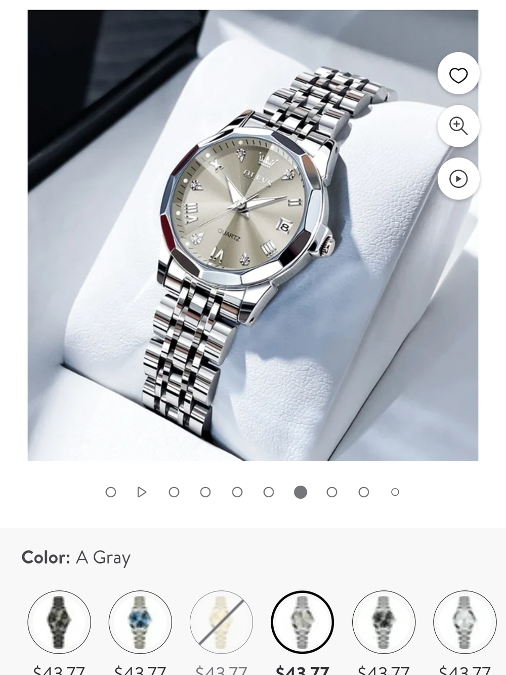 NWT - Women's Olevs Silver Stainless Steel Quartz Watch - Gray Dial